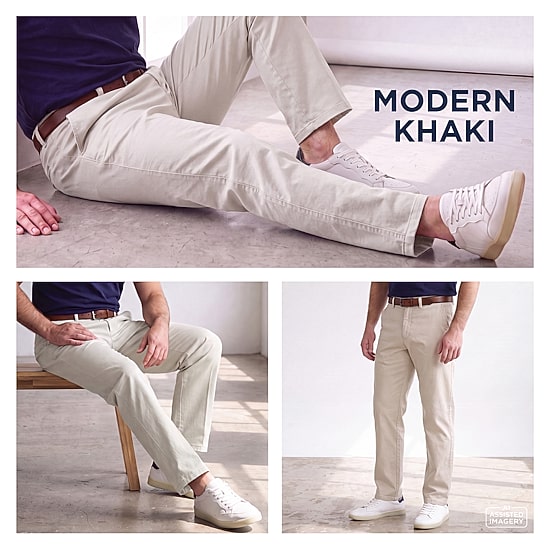 Haggar Modern Khaki Mens Slim Fit Dress Flat Front Pant