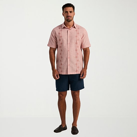 Cubavera Mens Short Sleeve Regular Fit Button-Down Shirt