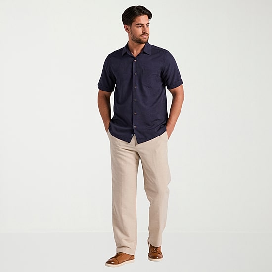 Cubavera Mens Short Sleeve Regular Fit Button-Down Shirt