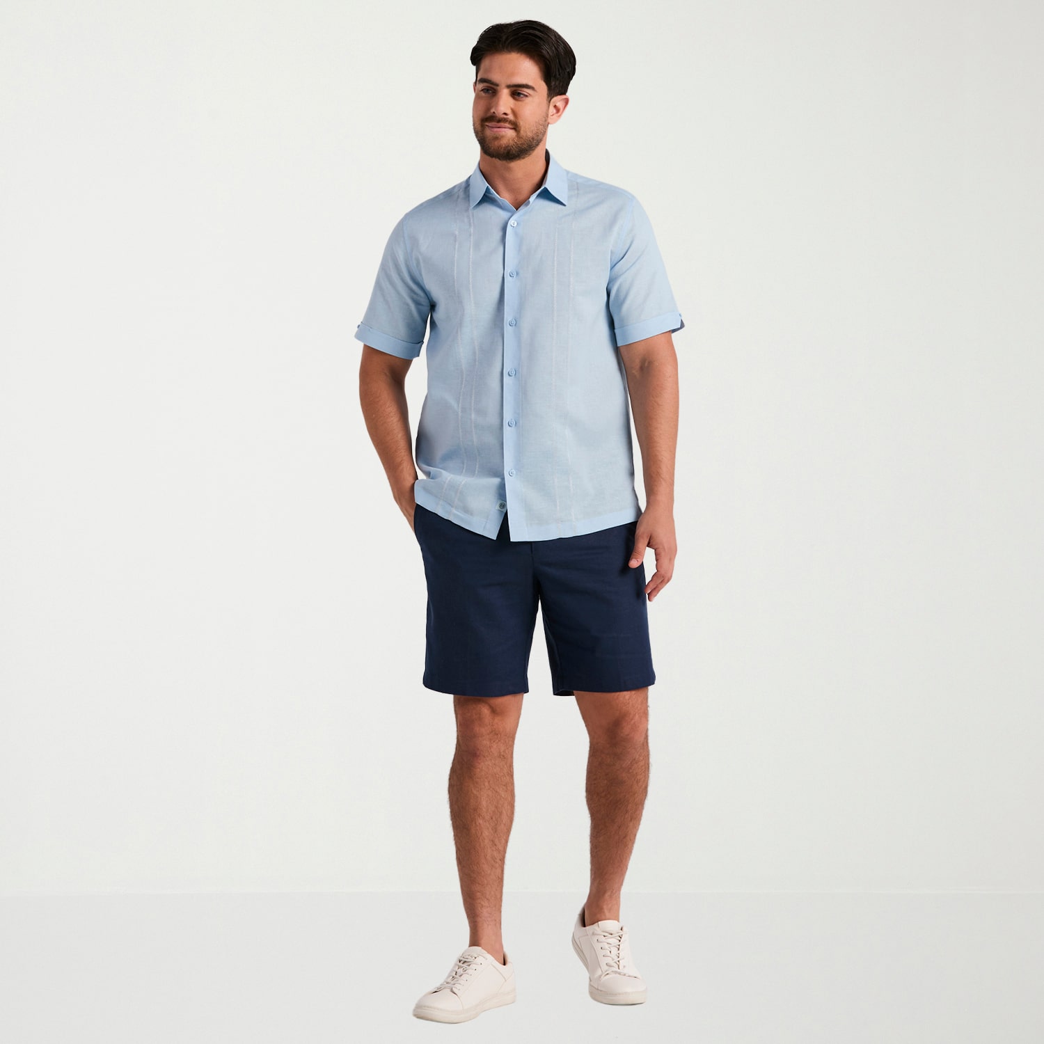Cubavera Mens Short Sleeve Regular Fit Embroidered Button-Down Shirt