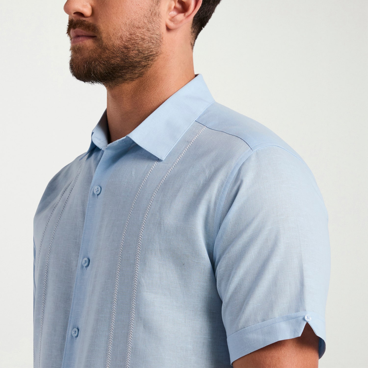Cubavera Mens Short Sleeve Regular Fit Embroidered Button-Down Shirt
