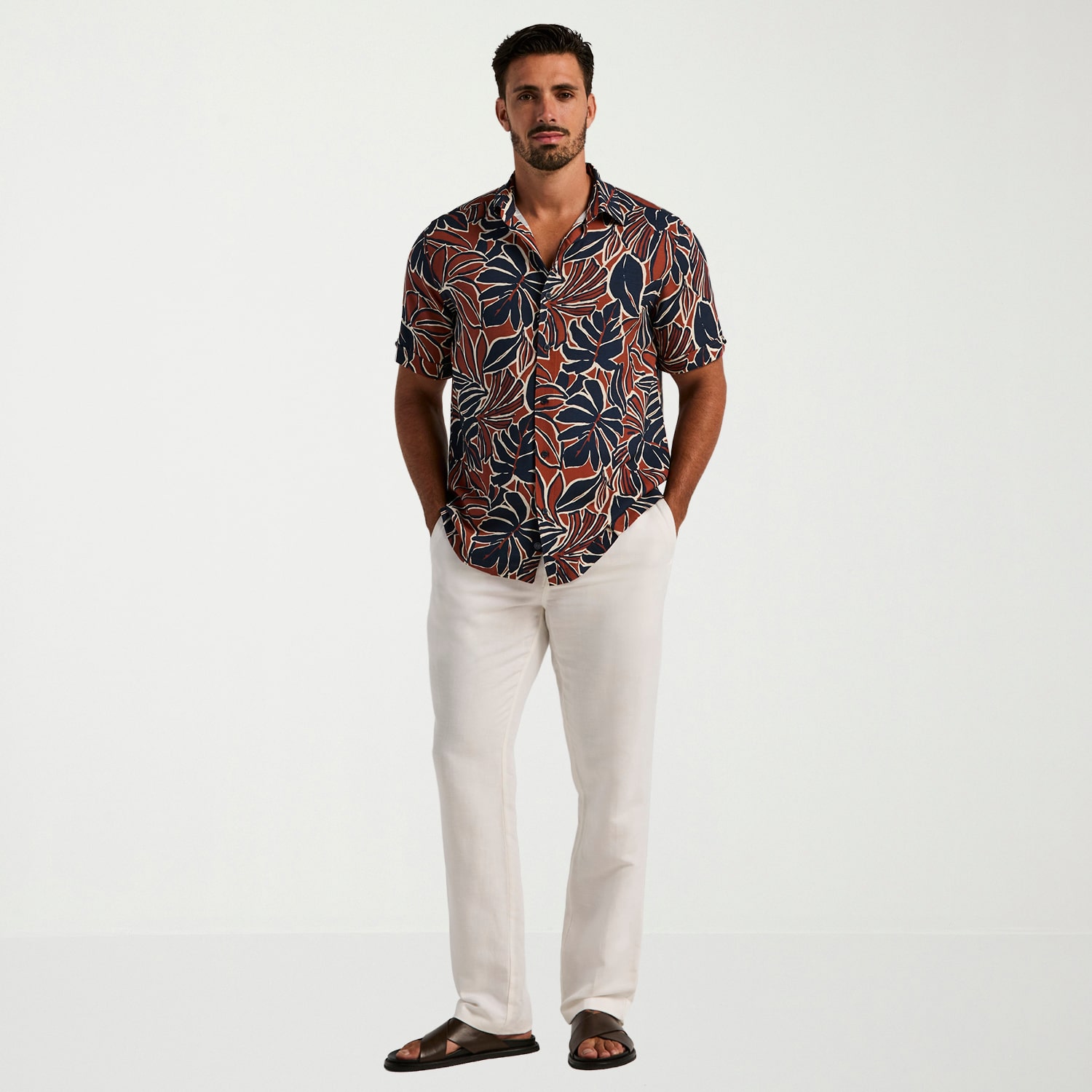 Cubavera Mens Short Sleeve Regular Fit Button-Down Shirt