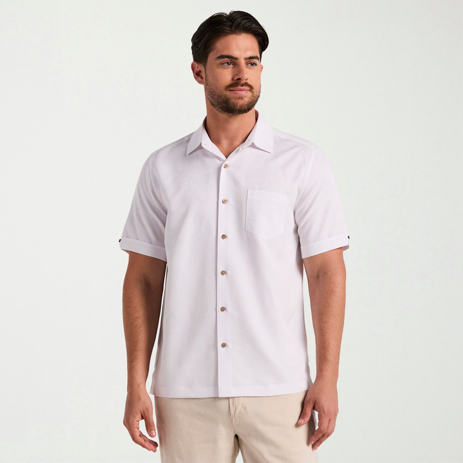 Cubavera Mens Short Sleeve Regular Fit Button-Down Shirt