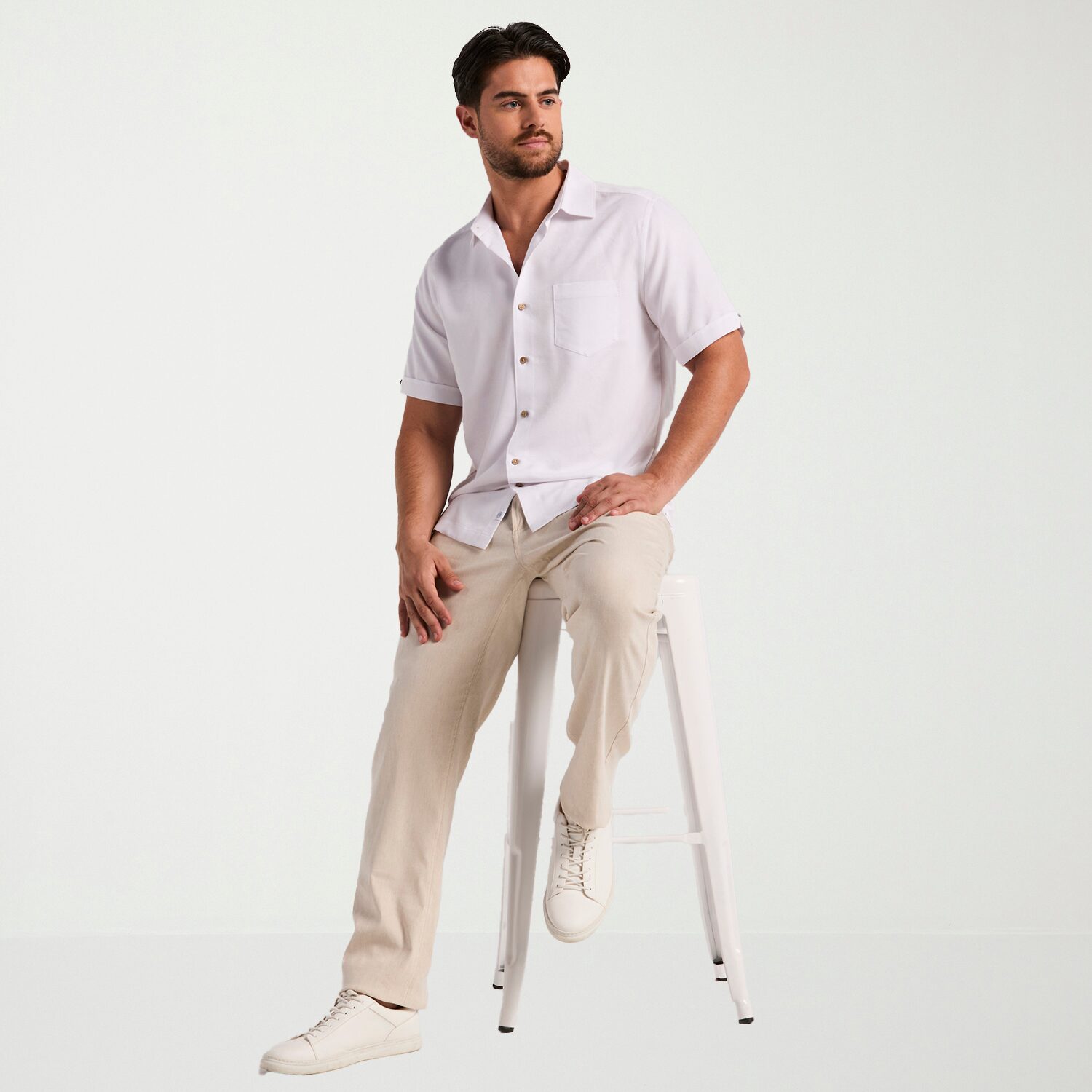 Cubavera Mens Short Sleeve Regular Fit Button-Down Shirt