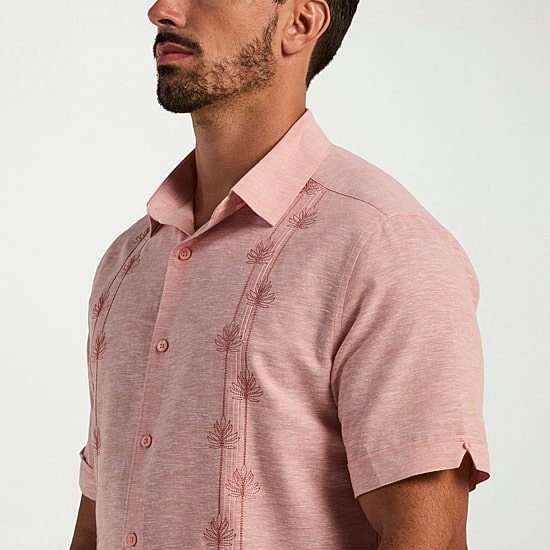 Cubavera Mens Short Sleeve Regular Fit Button-Down Shirt