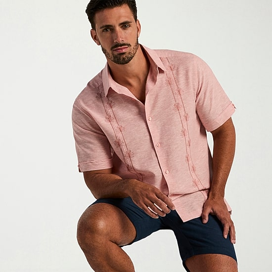 Cubavera Mens Short Sleeve Regular Fit Button-Down Shirt