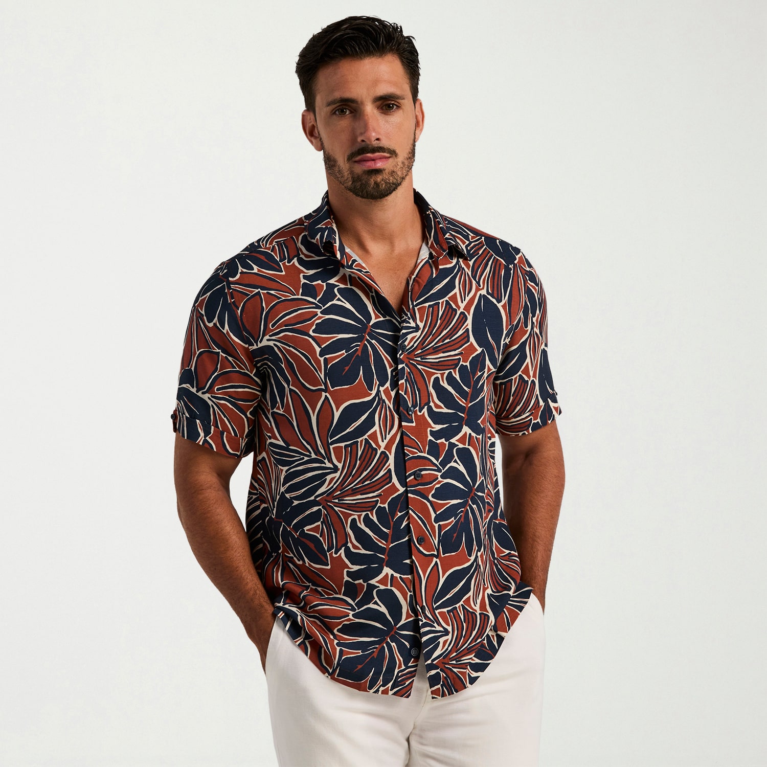 Cubavera Mens Short Sleeve Regular Fit Button-Down Shirt