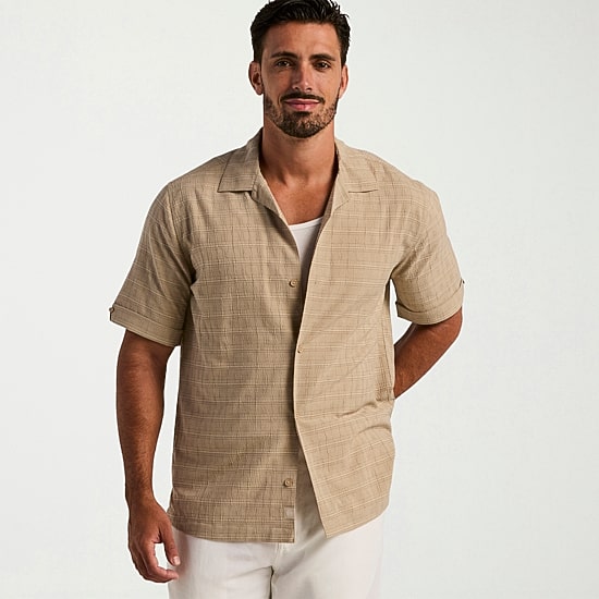 Cubavera Mens Short Sleeve Regular Fit Button-Down Shirt