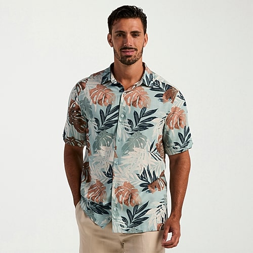 Cubavera Mens Short Sleeve Regular Fit Button-down Shirt In Blue