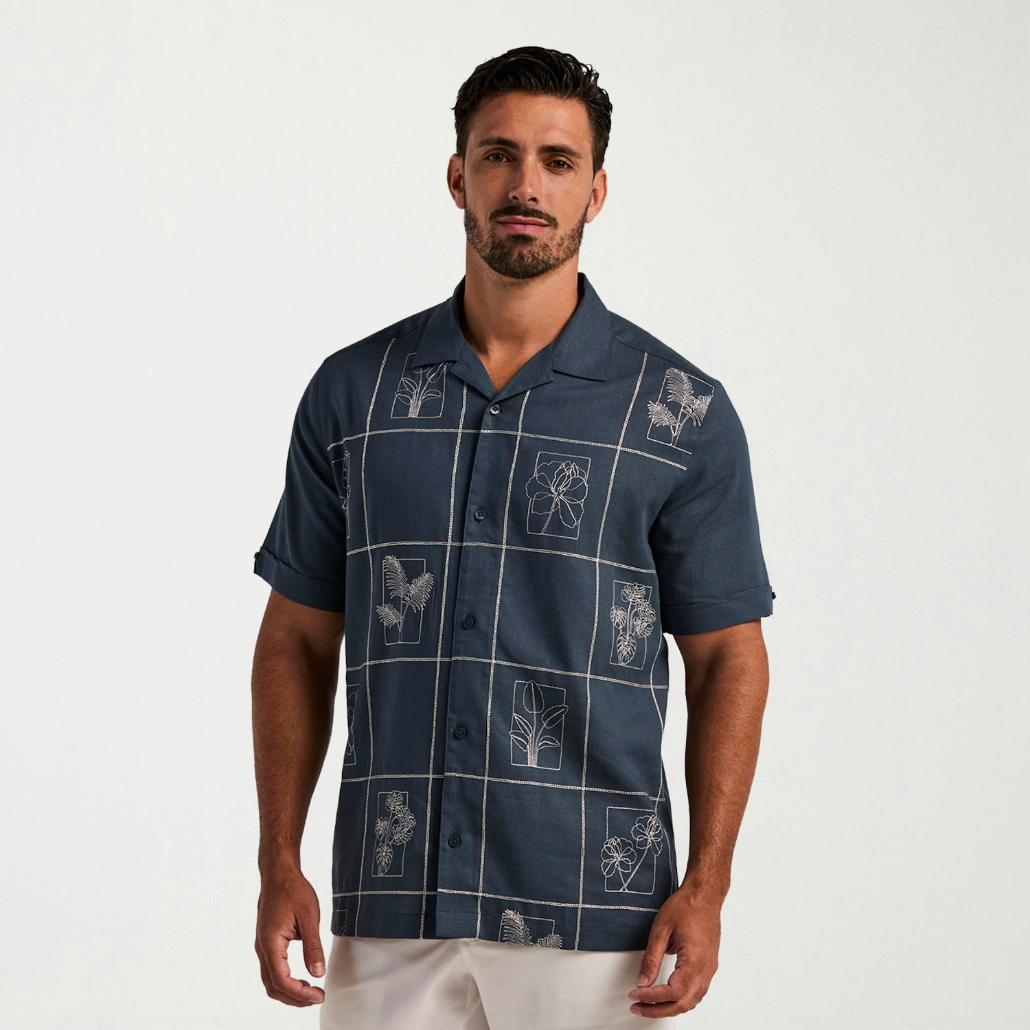 Cubavera Mens Short Sleeve Regular Fit Button-Down Shirt
