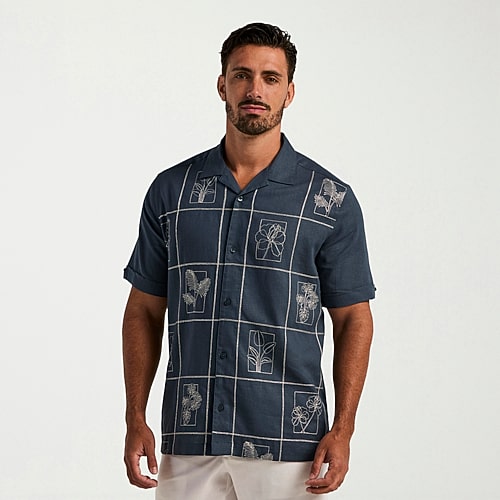 Cubavera Mens Short Sleeve Regular Fit Button-down Shirt In Gray