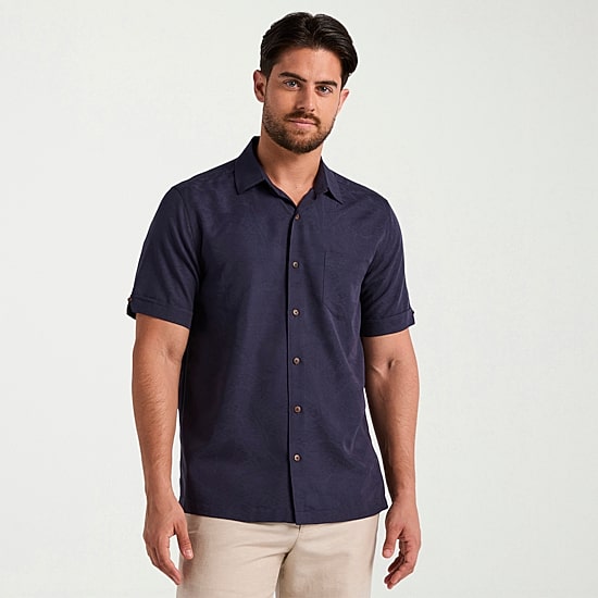 Cubavera Mens Short Sleeve Regular Fit Button-Down Shirt