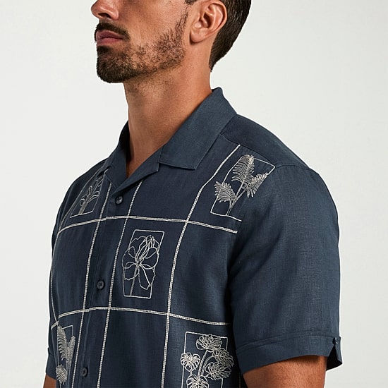 Cubavera Mens Short Sleeve Regular Fit Button-Down Shirt