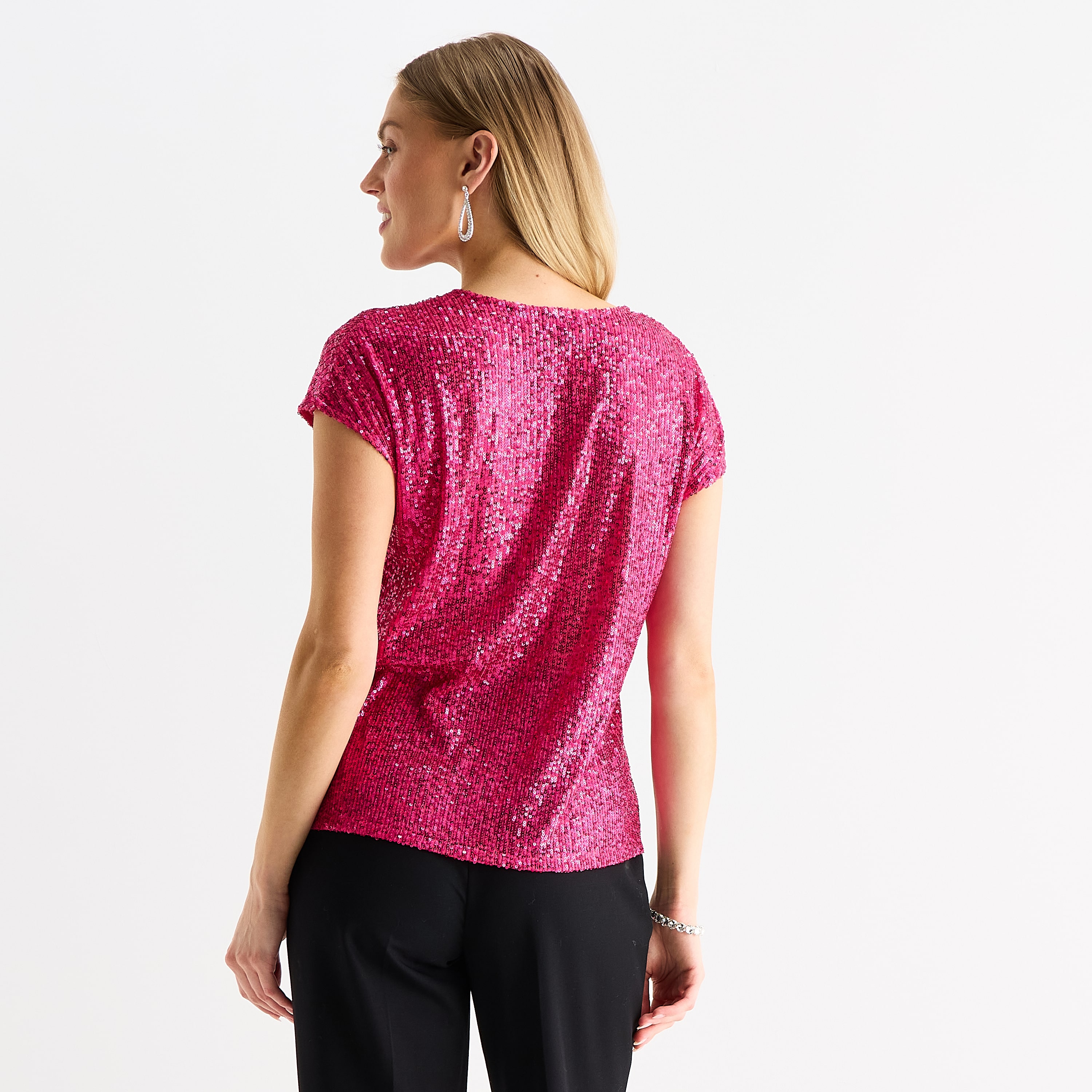 MSK Womens V Neck Short Sleeve Blouse