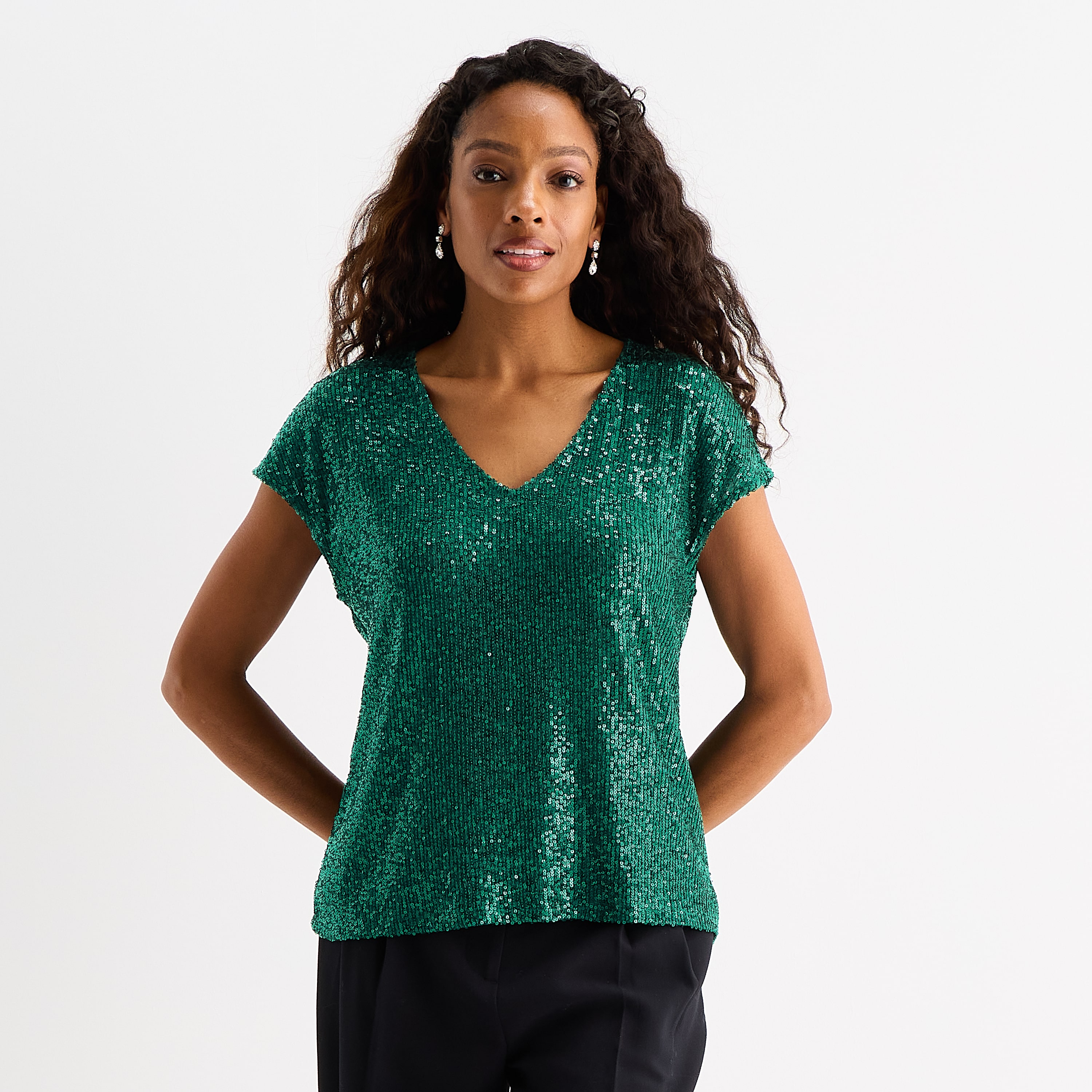 MSK Womens V Neck Short Sleeve Blouse
