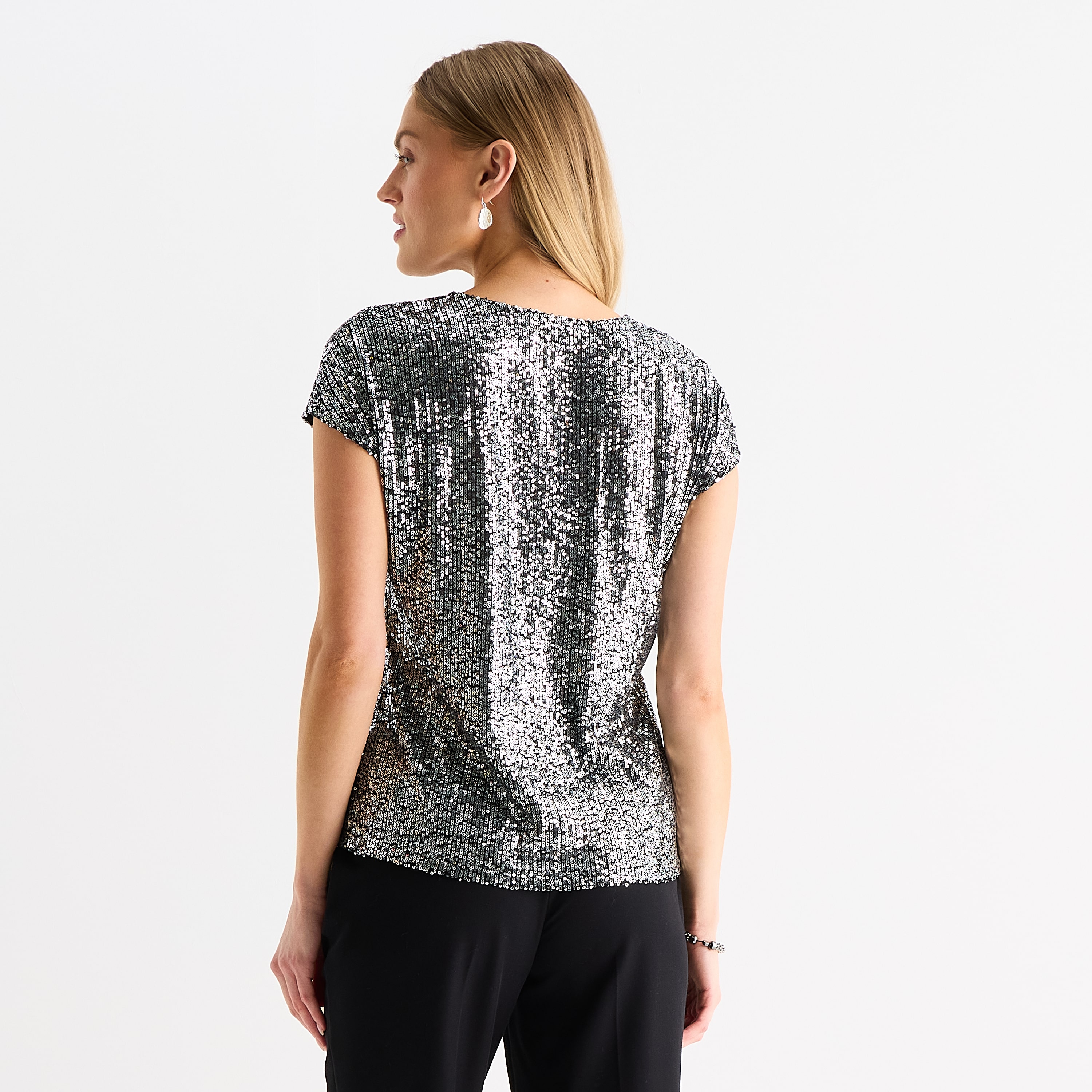 MSK Womens V Neck Short Sleeve Blouse