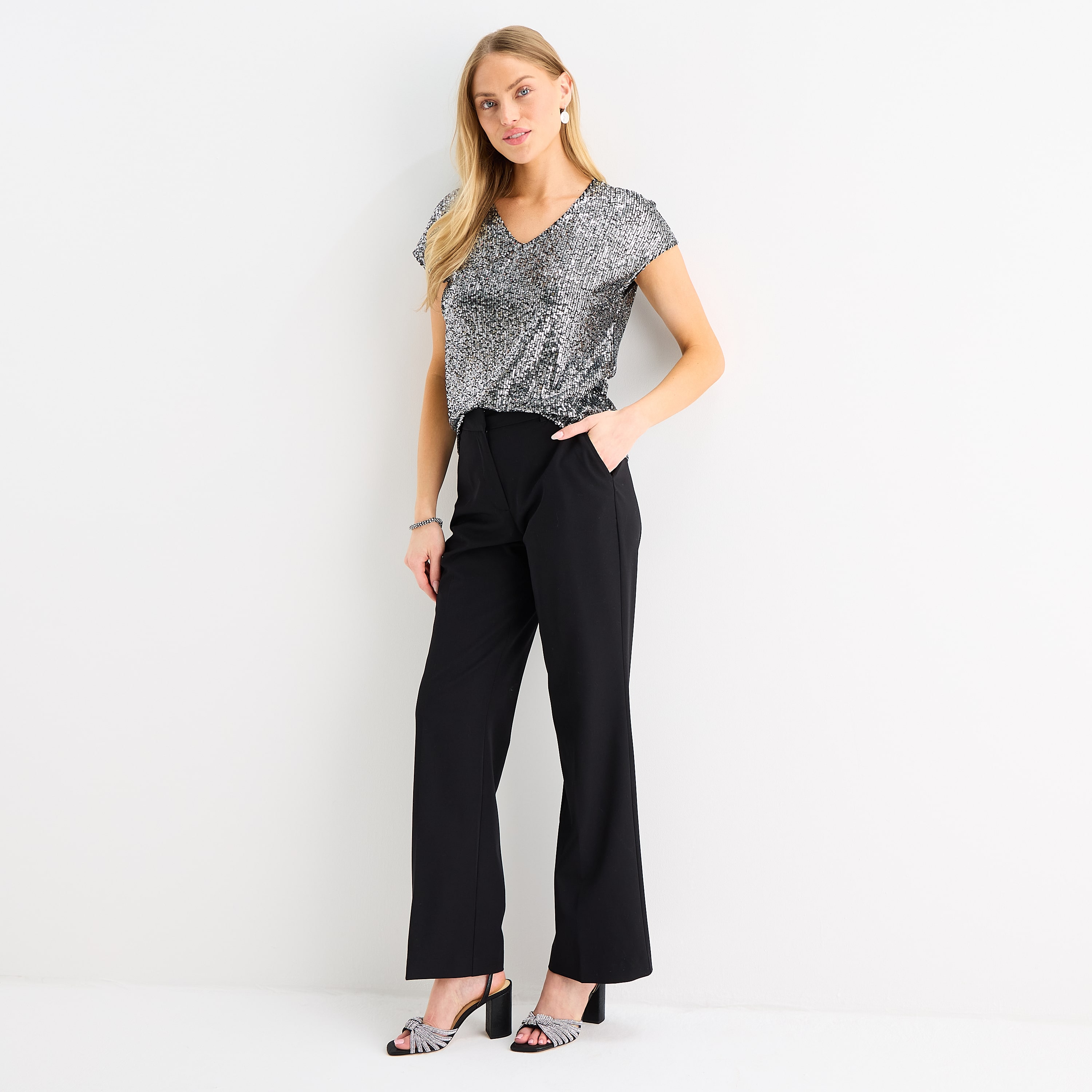 MSK Womens V Neck Short Sleeve Blouse