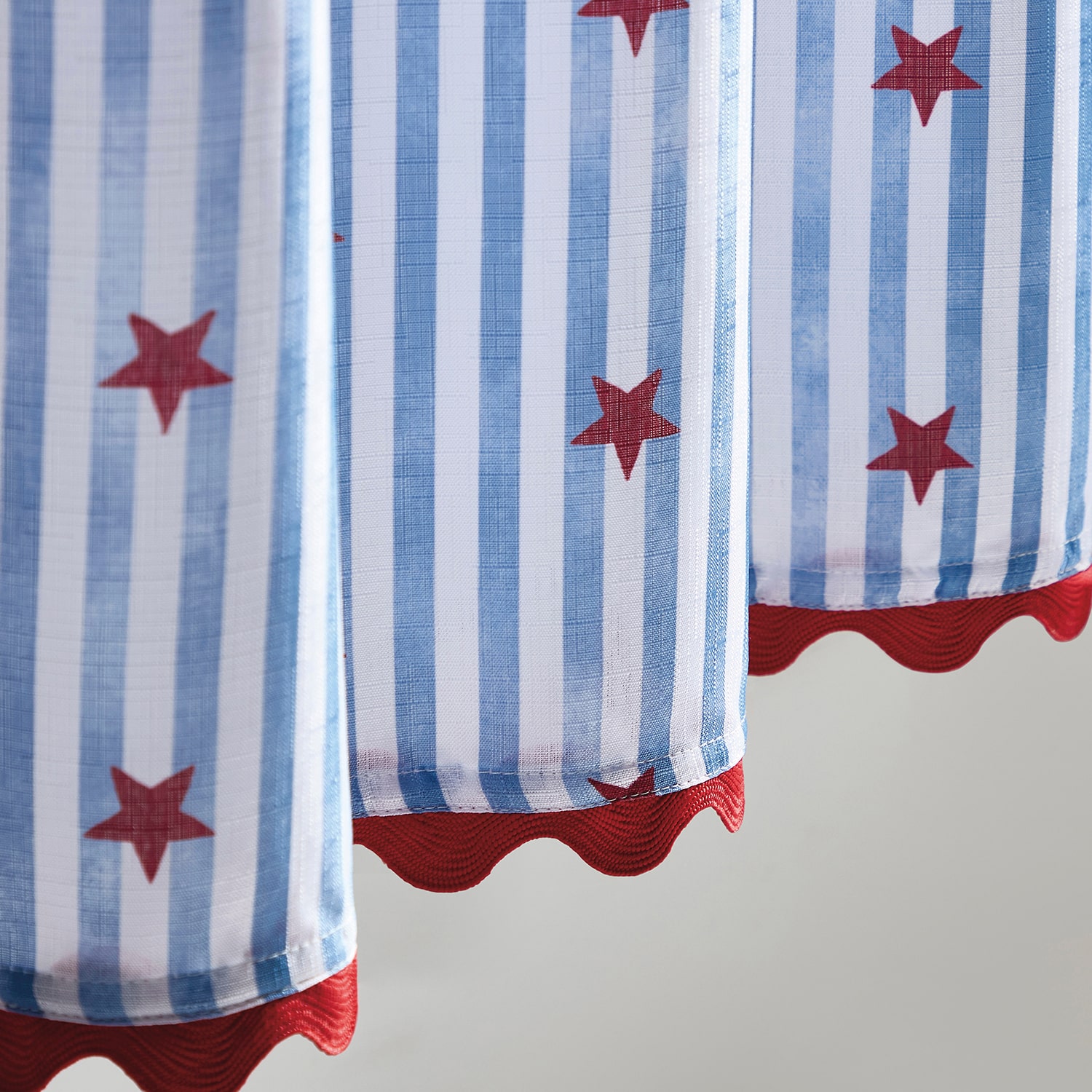 CURTIANWORKS Stars & Stripe 3-pc. Rod Pocket Kitchen Curtains & Drapes Window Set