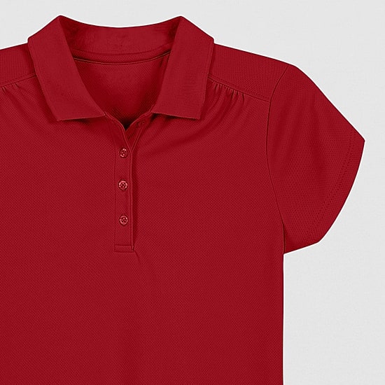 IZOD Performance Mesh Little & Big Kid Girls Short Sleeve Regular Fit Wrinkle Resistant Moisture Wicking Polo Shirt
