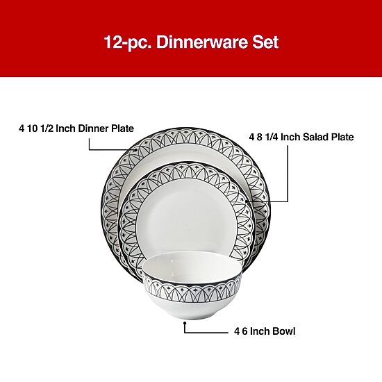Martha Stewart Midnight Louts 12-pc. Dinnerware Set