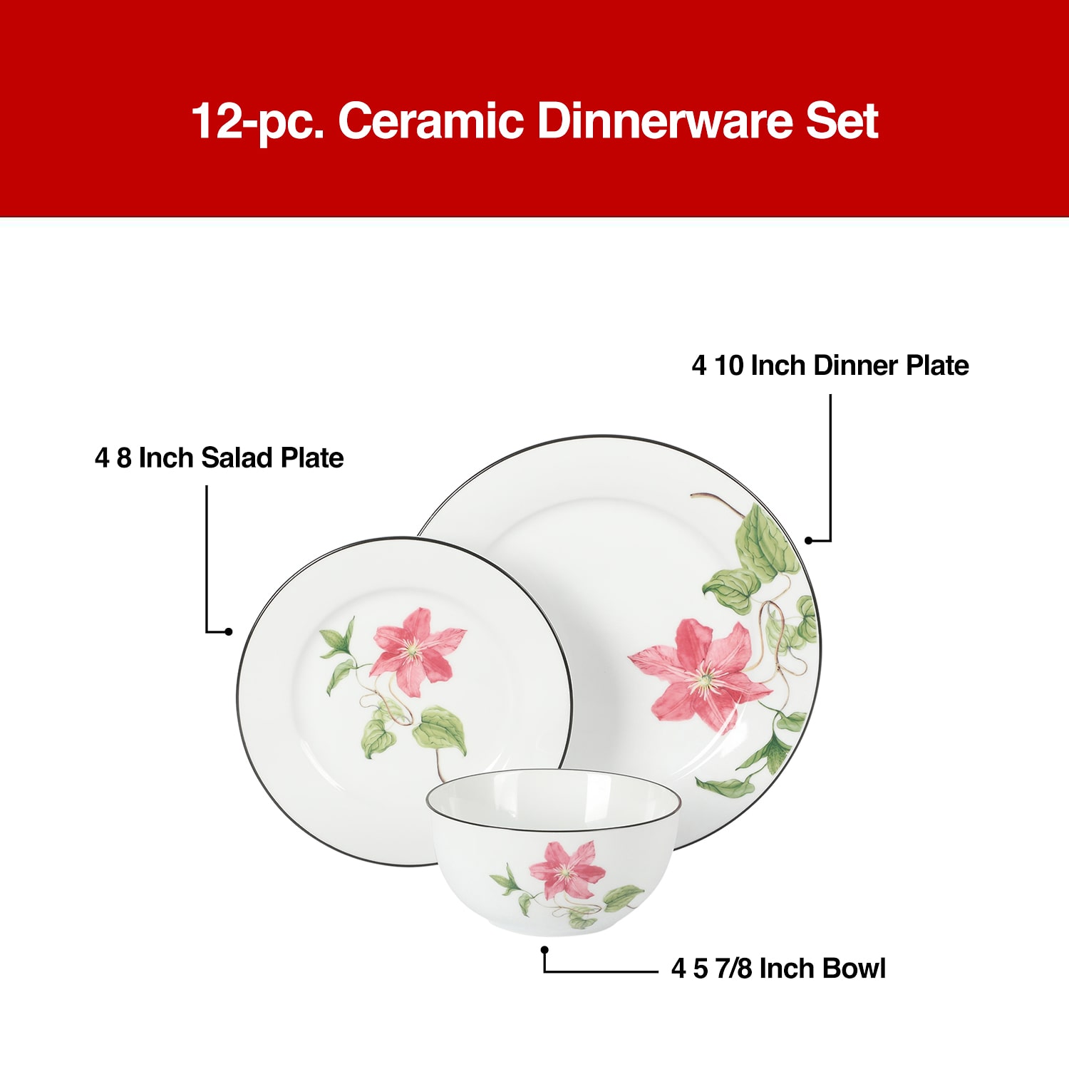 Martha Stewart Botanical Garden 12-pc. Ceramic Dinnerware Set