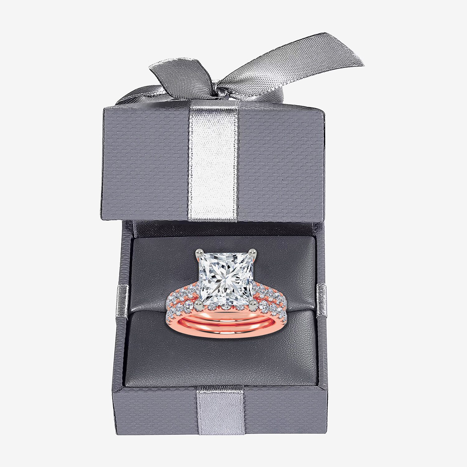 (G-H / Si1-Si2) Womens 4 CT. T.W. Lab Grown White Diamond 14K Gold Side Stone Bridal Set