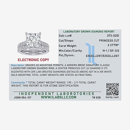 (H-I / SI1-SI2) Signature By Modern Bride Womens 2 CT.TW Lab Grown White Diamond In 14K Gold Side Stone Bridal Set