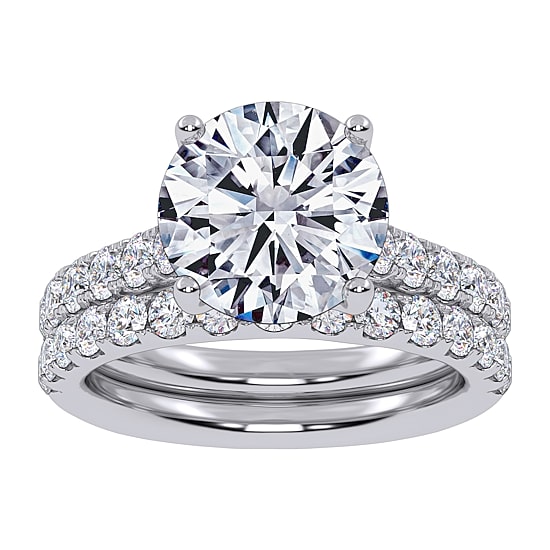 Signature By Modern Bride (G-H / Si1-Si2) Womens 4 CT. T.W. Lab Grown White Diamond 14K Gold Round Side Stone Bridal Set