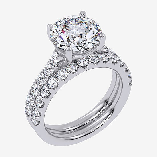 Signature By Modern Bride (G-H / Si1-Si2) Womens 4 CT. T.W. Lab Grown White Diamond 14K Gold Round Side Stone Bridal Set