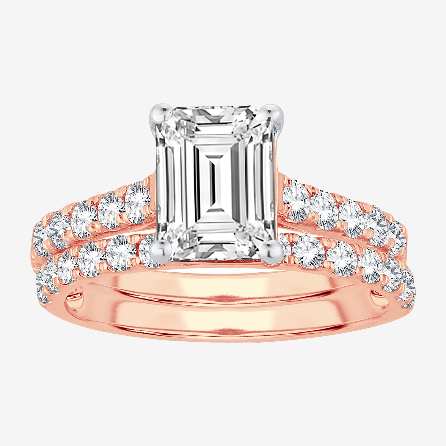 (H-I / SI1-SI2) Signature By Modern Bride Womens 3 CT. T.W. Lab Grown White Diamond 14K Gold Emerald Bridal Set