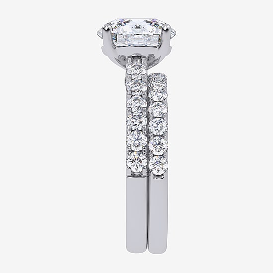 Signature By Modern Bride (G-H / Si1-Si2) Womens 4 CT. T.W. Lab Grown White Diamond 14K Gold Round Side Stone Bridal Set