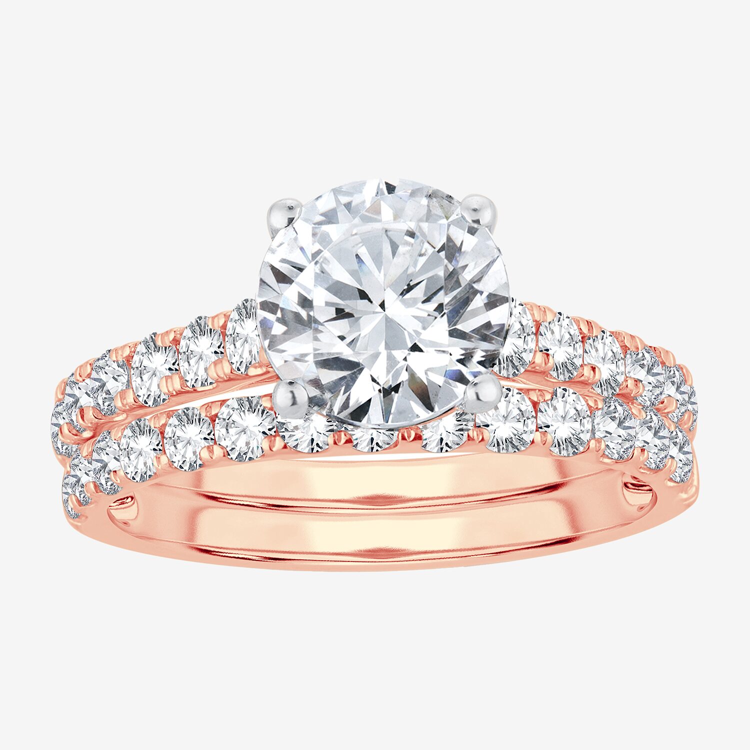(H-I / SI1-SI2) Signature By Modern Bride Womens 3 CT. T.W. Lab Grown White Diamond 14K Gold Round Bridal Set