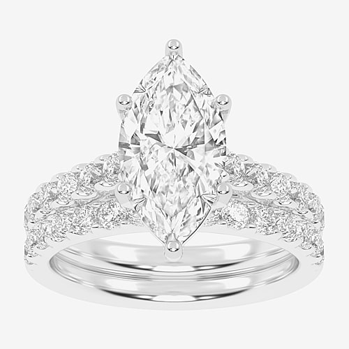 Signature By Modern Bride (G-H / Vs2-Si1) Womens 3 CT. T.W. Lab Grown White Diamond 14K Gold Marquise Side Stone Bridal Set, 9, White