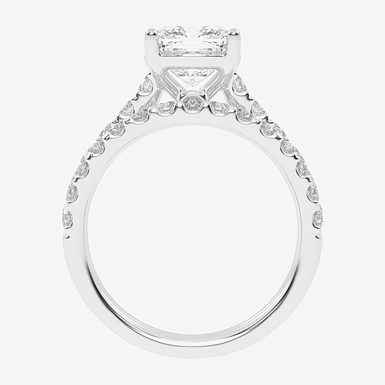 Signature By Modern Bride (G-H / Vs2-Si1) Womens 3 CT. T.W. Lab Grown White Diamond 14K Gold Cushion Side Stone Bridal Set
