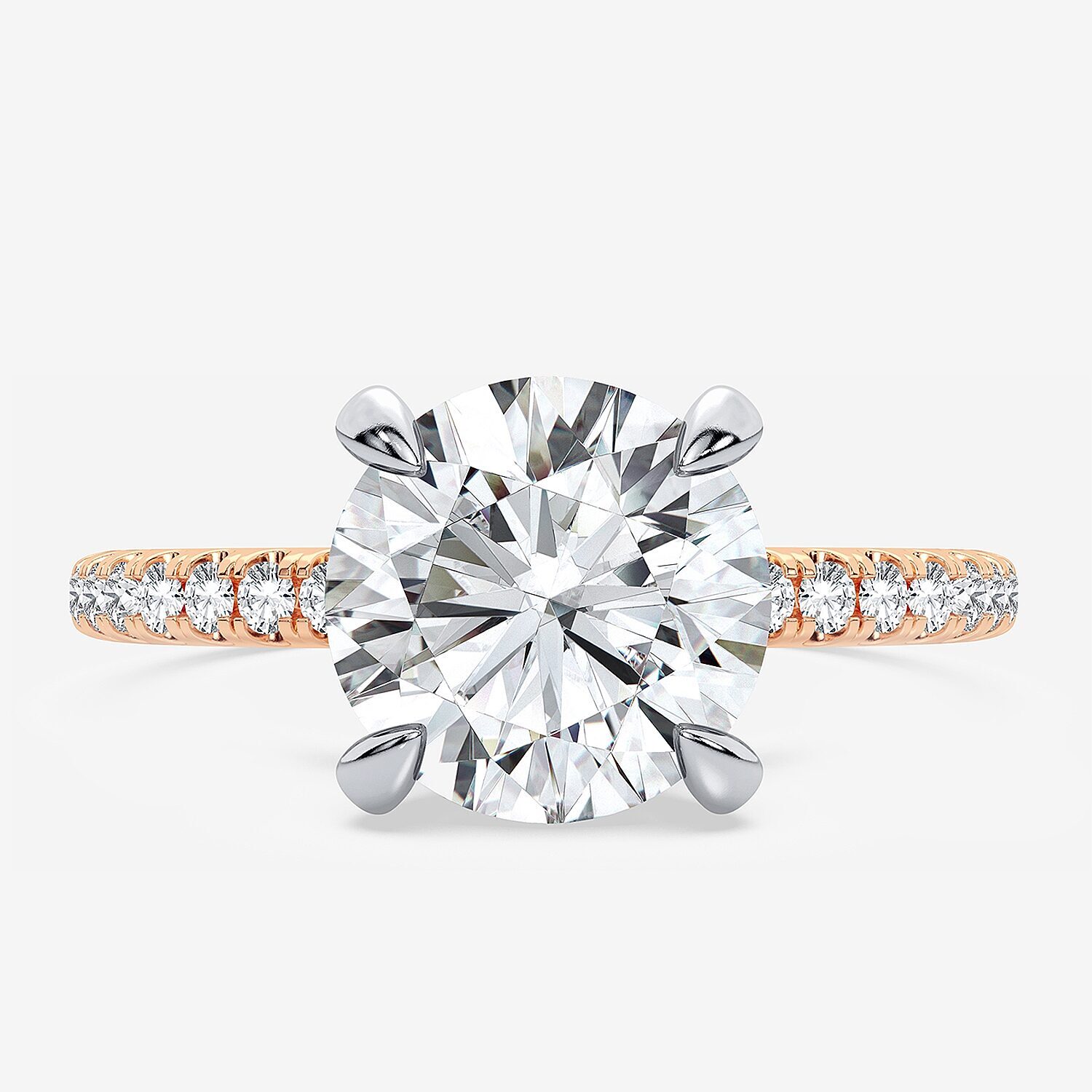 (G-H / Si1-Si2) Womens 2 1/4 CT. T.W. Lab Grown White Diamond 14K Gold Round Side Stone Engagement Ring