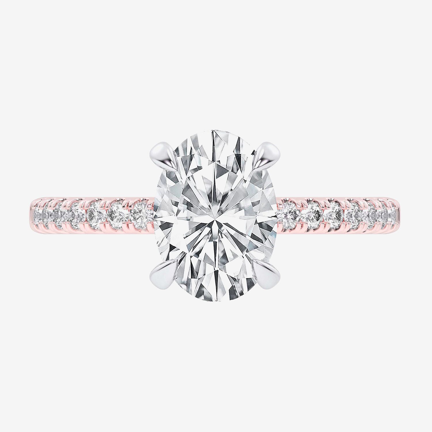 (G-H / Si1-Si2) Womens 2 1/4 CT. T.W. Lab Grown White Diamond 14K Gold Oval Side Stone Engagement Ring