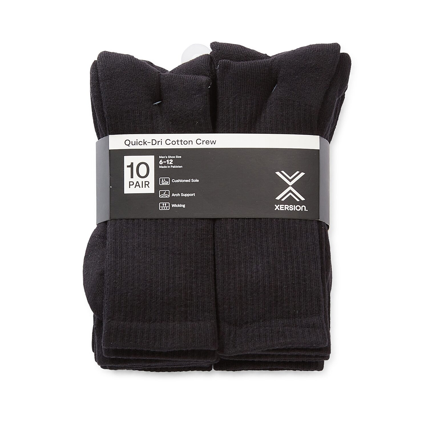 Xersion Quick-Dri Mens 10 Pair Crew Socks