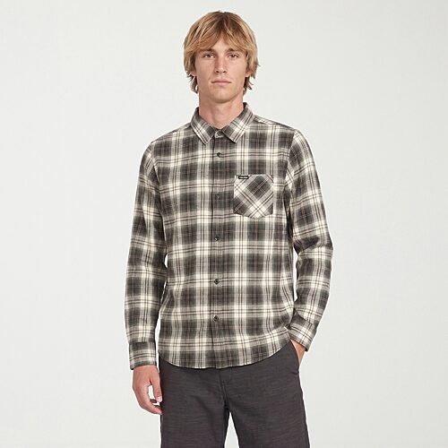Volcom Mens Long Sleeve Regular Fit Flannel Shirt In Green