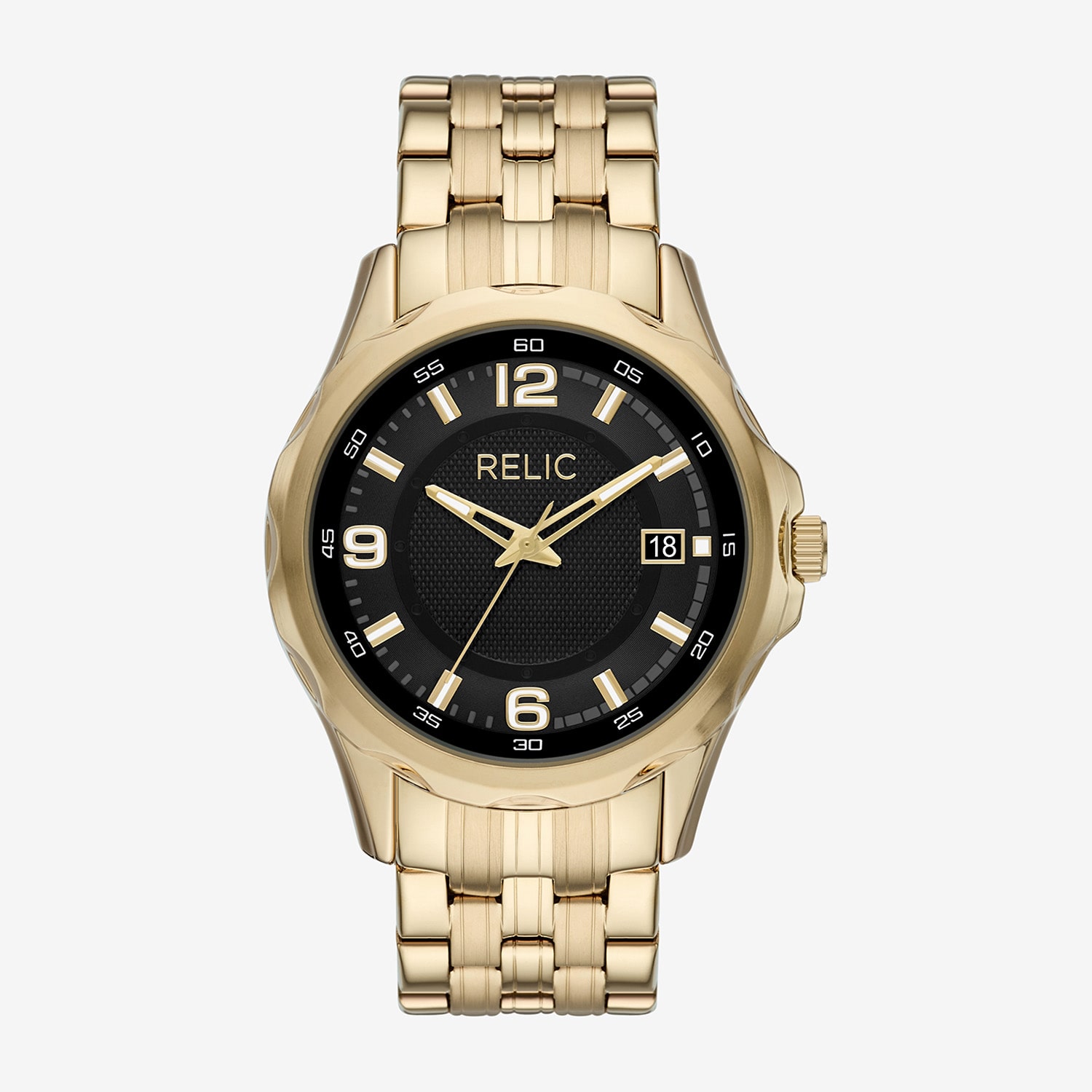 Relic By Fossil Liam Mens Gold Tone Stainless Steel Bracelet Watch Zr16060