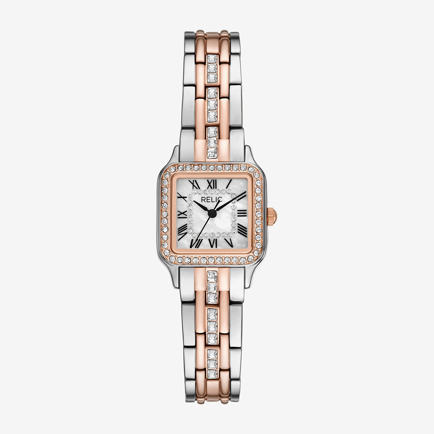 Relic By Fossil Queen'S Court Square Womens Silver Tone Bracelet Watch Zr12684