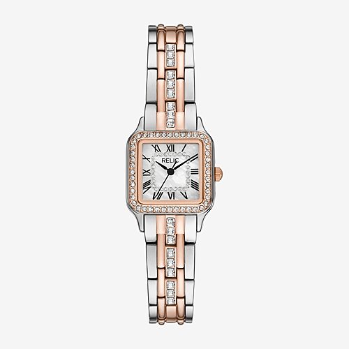 Relic By Fossil Queen's Court Square Womens Silver Tone Bracelet Watch Zr12684 In White