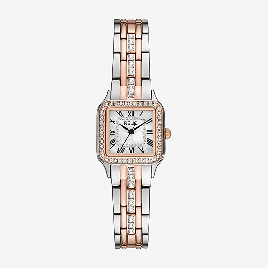 Relic By Fossil Queen'S Court Square Womens Silver Tone Bracelet Watch Zr12684