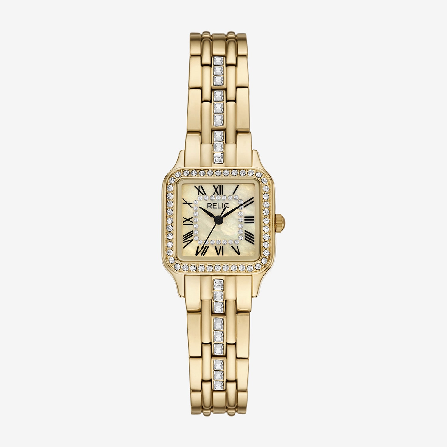 Relic By Fossil Queen'S Court Square Womens Gold Tone Bracelet Watch Zr12683