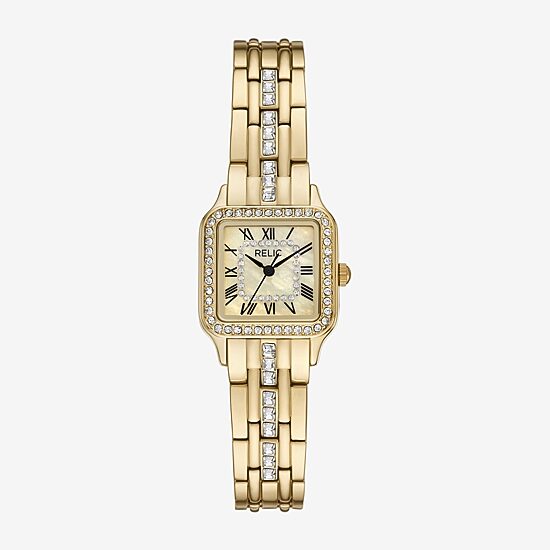 Relic By Fossil Queen'S Court Square Womens Gold Tone Bracelet Watch Zr12683