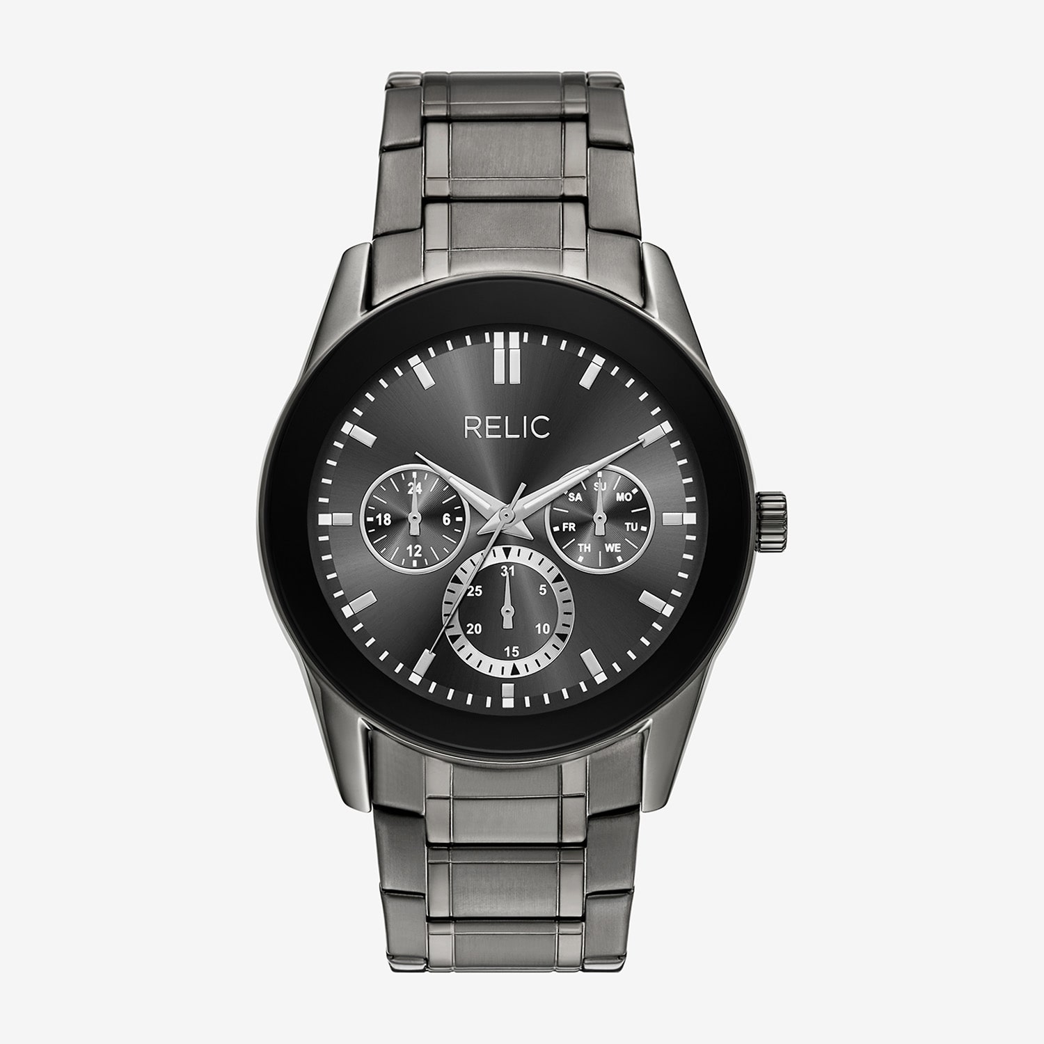 Relic By Fossil Rylan Mens Gray Stainless Steel Bracelet Watch Zr77349