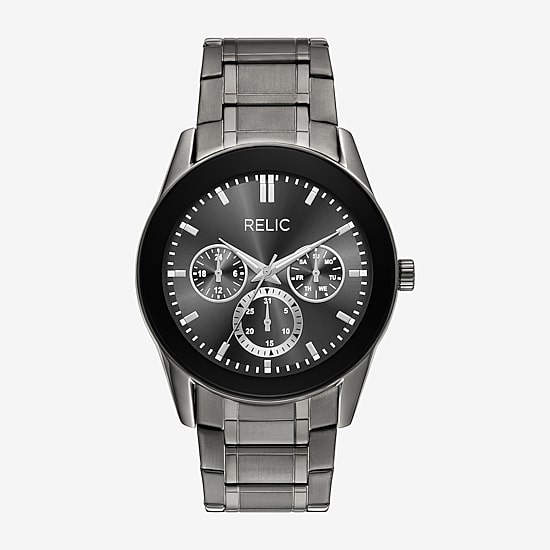 Relic By Fossil Rylan Mens Gray Stainless Steel Bracelet Watch Zr77349