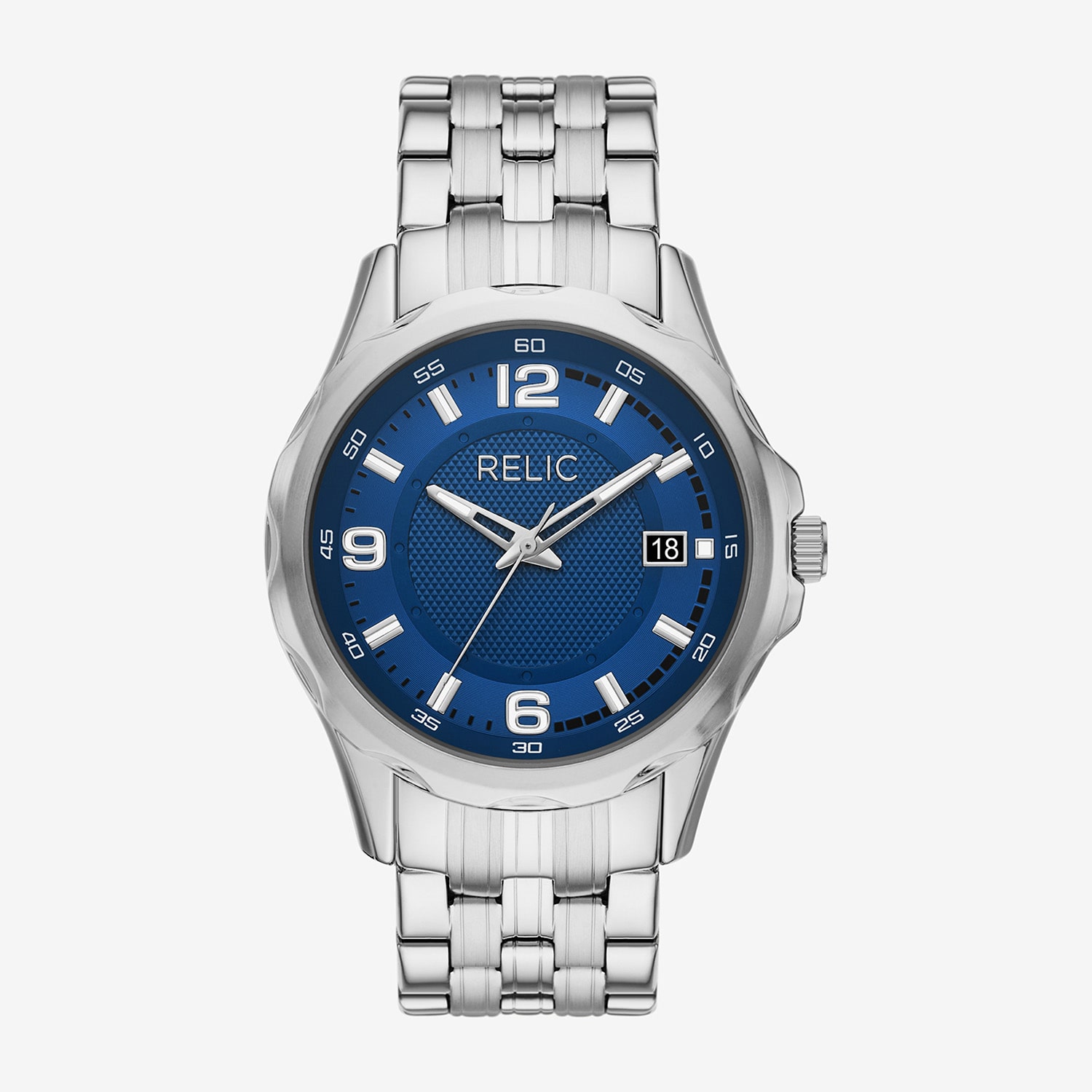 Relic By Fossil Liam Mens Silver Tone Stainless Steel Bracelet Watch Zr16061