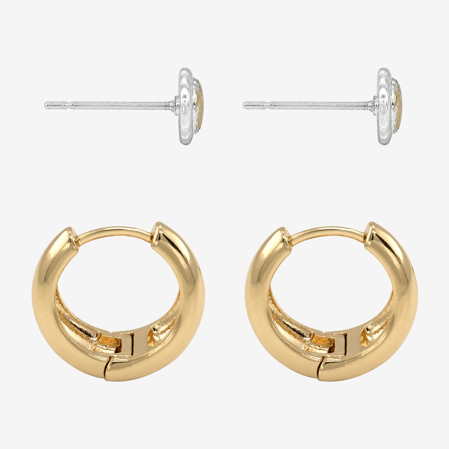 Sparkle Allure Sparkle Allure Womens 14K Gold Over Brass 2 Pair Earring Set