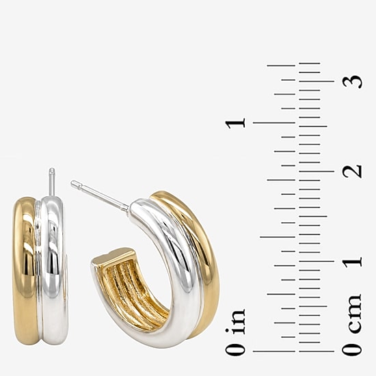 Sparkle Allure Sparkle Allure Womens Cubic Zirconia 14K Gold Over Brass 2 Pair Earring Set