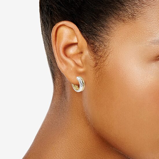 Sparkle Allure Sparkle Allure Womens Cubic Zirconia 14K Gold Over Brass 2 Pair Earring Set